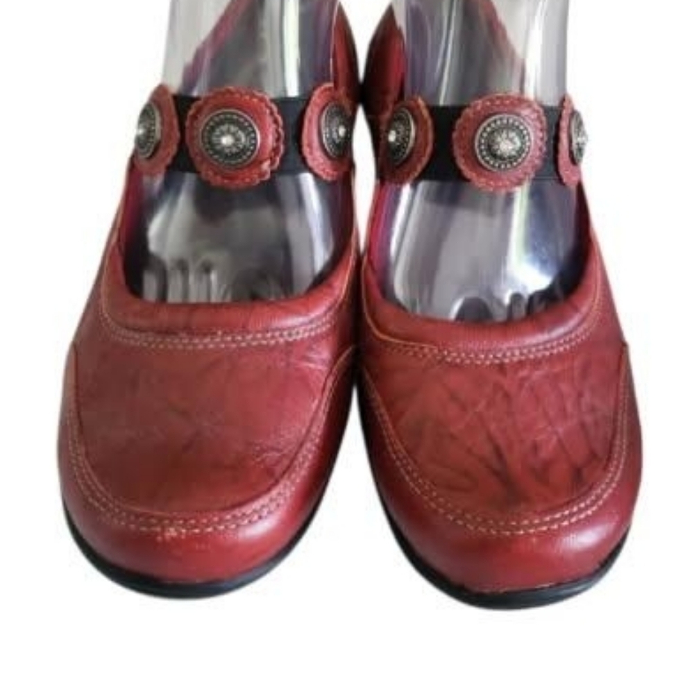 TAOS Leather Red Black Mary Jane Slip On Walk Skirt Casual Loafer Shoe Women 7 - Picture 10 of 13